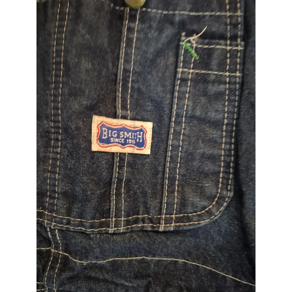 Big Smith Bib Overalls Mens 38x30 Blue Farmer Carpenter Work Denim Jeans - Picture 3 of 9